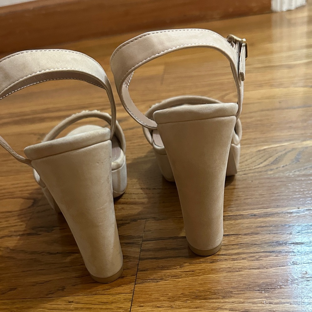 🛍️SALE🛍️ DERİMOD Beige Platform Block Heel Sandals with Ankle Straps - Picture 8 of 9
